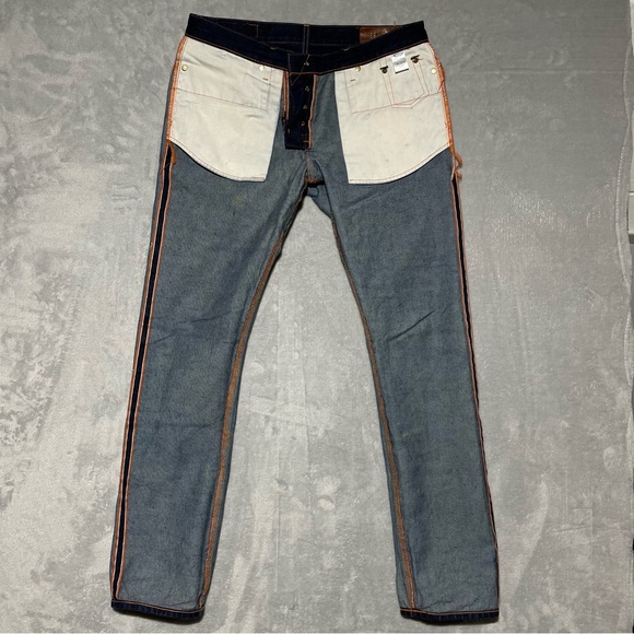 Jean Shop Jeans Mens Selvedge Skinny Fit Button Fly USA Raw Indigo Denim 33Wx33L - Picture 11 of 16